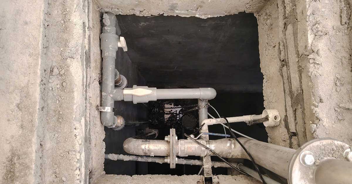 Bể thu gom của hệ thống xử lý nước thải sinh hoạt