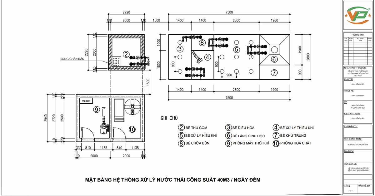 Bản vẽ thiết kế mặt bằng hệ thống xử lý nước thải