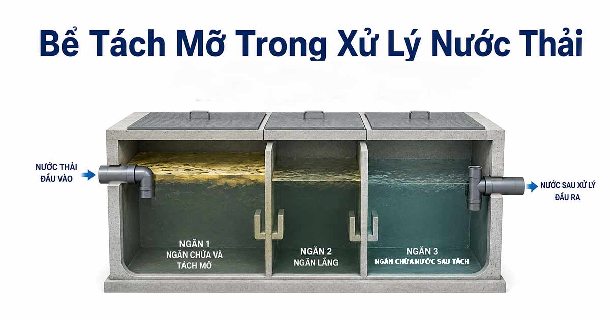 Bể Tách Mỡ Trong Xử Lý Nước Thải: Vai Trò, Nguyên Lý Hoạt Động Và Giải Pháp Thiết Kế Hiệu Quả