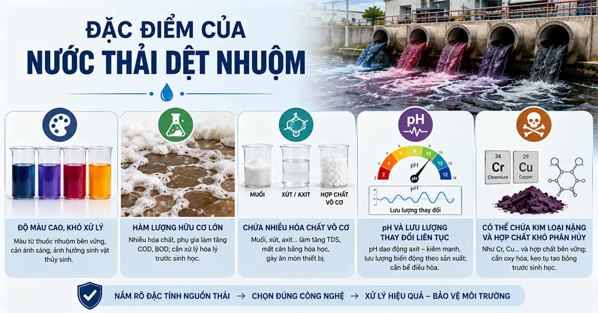 Đặc điểm của nước thải dệt nhuộm