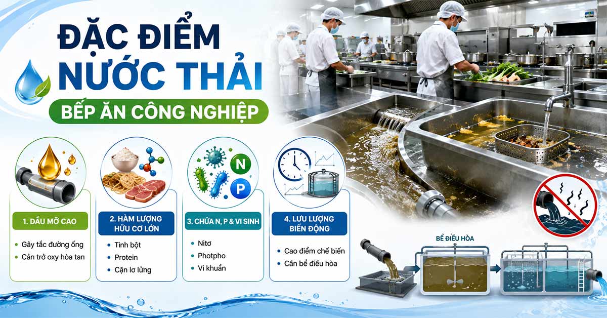 Đặc điểm của nước thải bếp ăn công nghiệp