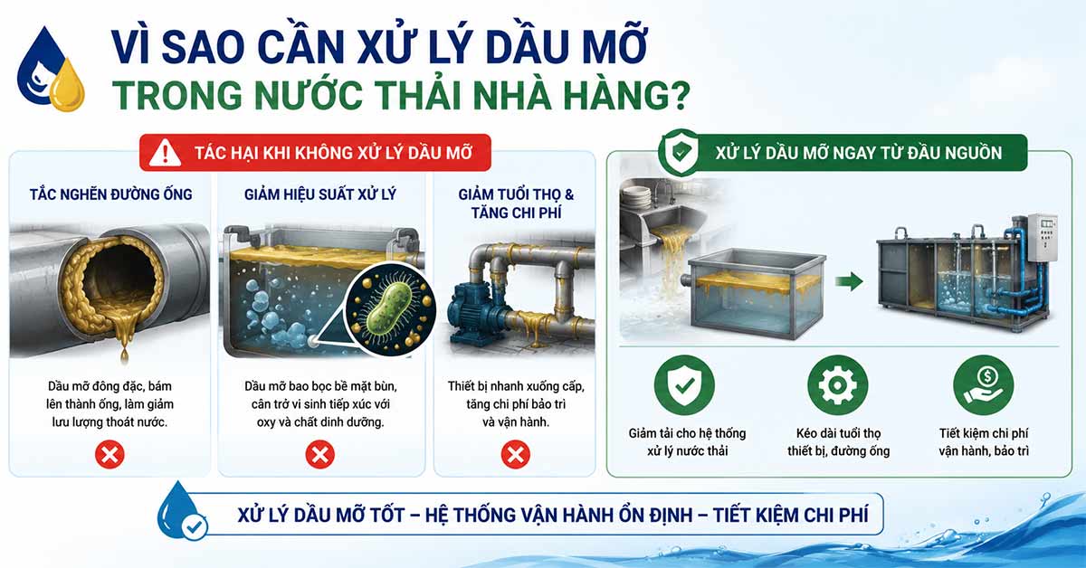 Tác hại của dầu mỡ trong nước thải nhà hàng