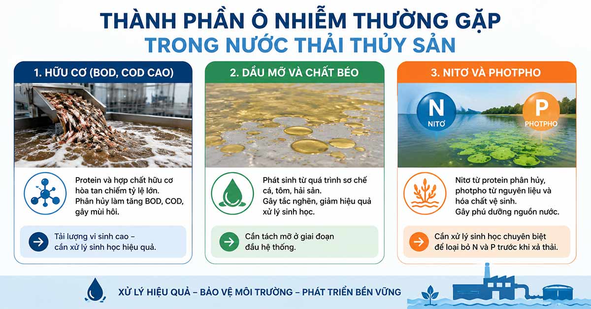 Thành phần ô nhiễm thường gặp trong nước thải thủy sản