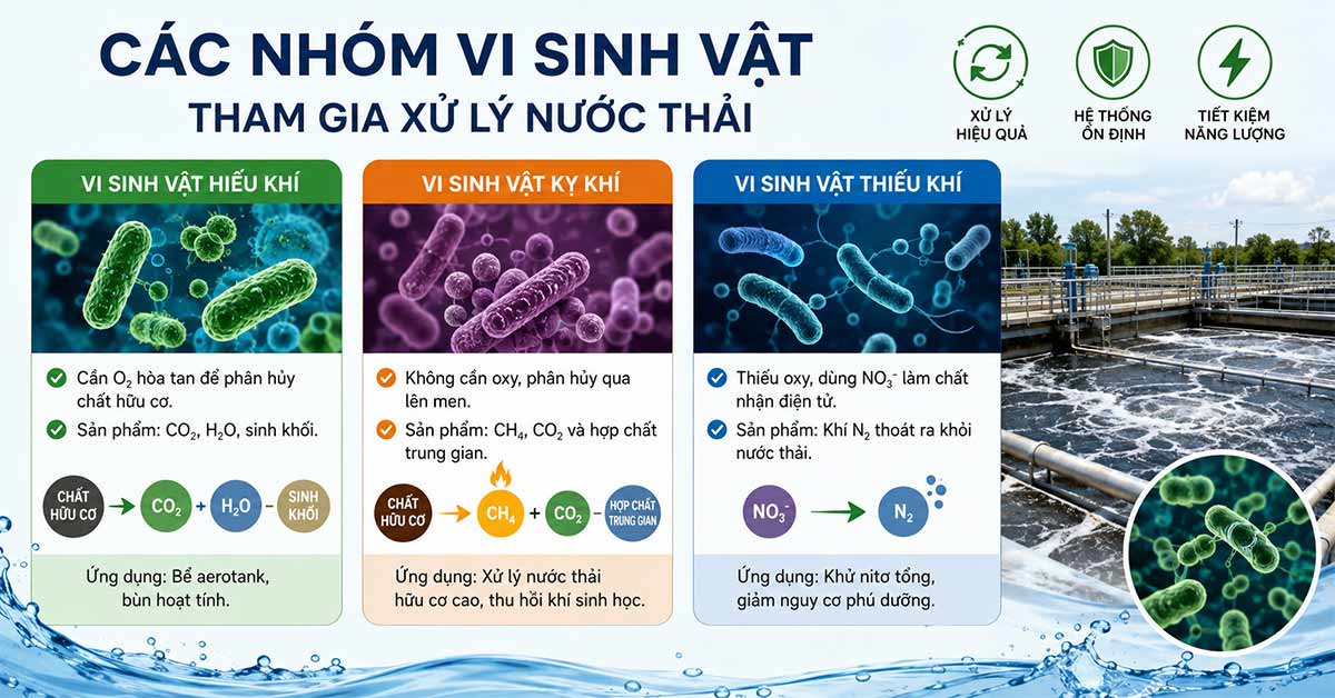 Các nhóm vi sinh vật tham gia xử lý nước thải