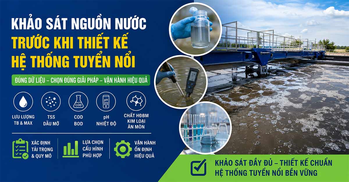 Khảo sát nguồn nước trước khi thiết kế hệ thống tuyển nổi