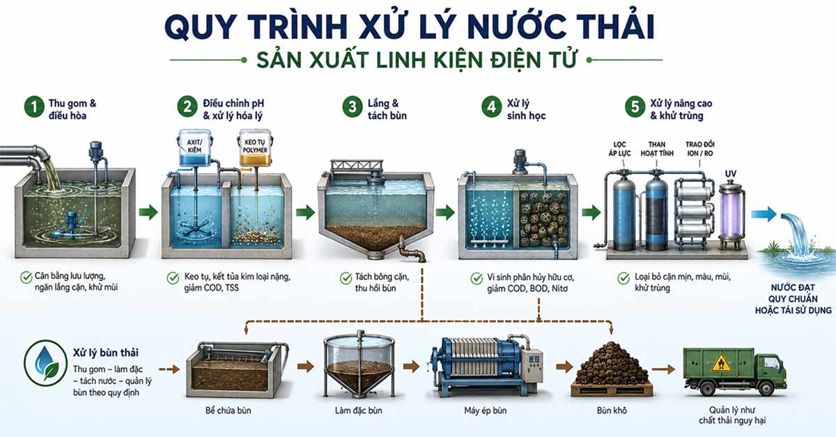 Quy trình xử lý nước thải sản xuất linh kiện điện tử đạt hiệu quả cao