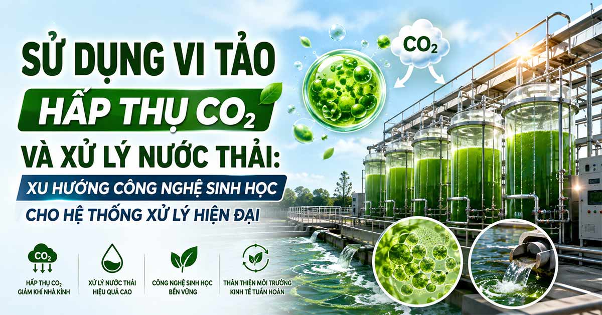 Sử Dụng Vi Tảo Hấp Thụ CO₂ Và Xử Lý Nước Thải: Xu Hướng Công Nghệ Sinh Học Cho Hệ Thống Xử Lý Hiện Đại