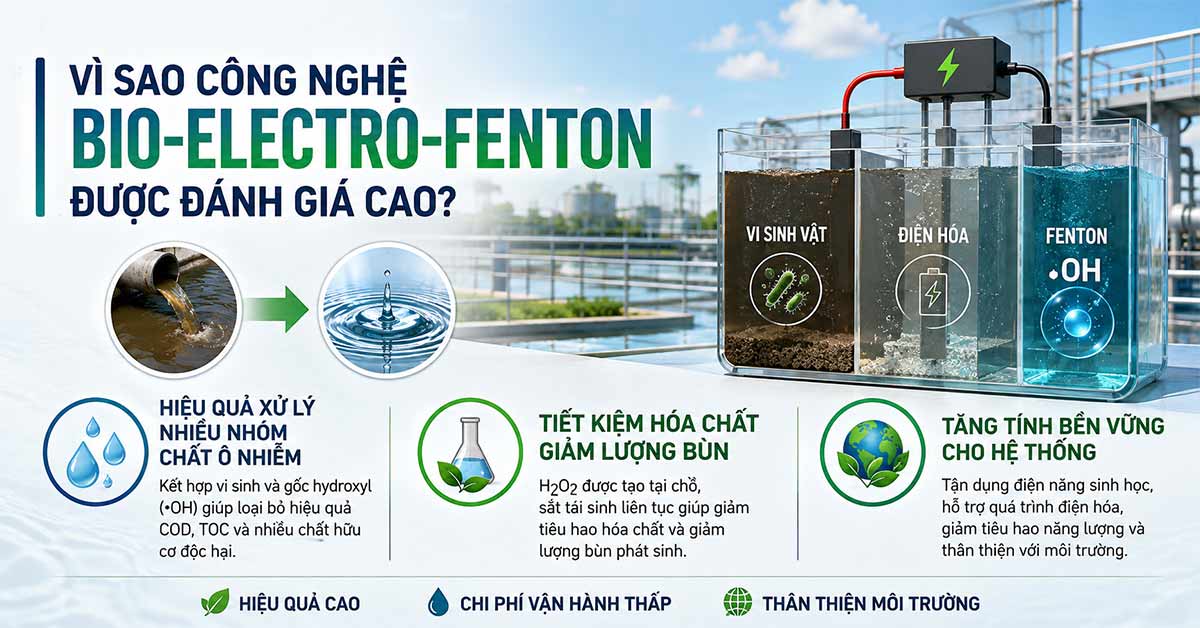 Ưu điểm của công nghệ Bio-electro-Fenton