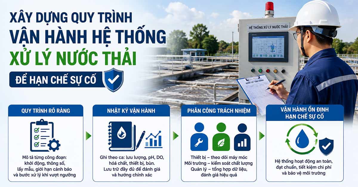 Xây dựng quy trình vận hành hệ thống xử lý nước thải để hạn chế sự cố