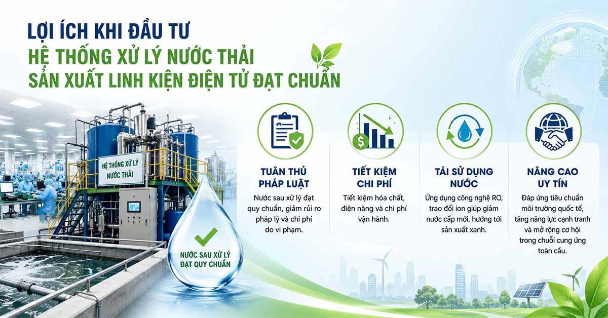 Lợi ích khi đầu tư hệ thống xử lý nước thải sản xuất linh kiện điện tử đạt chuẩn