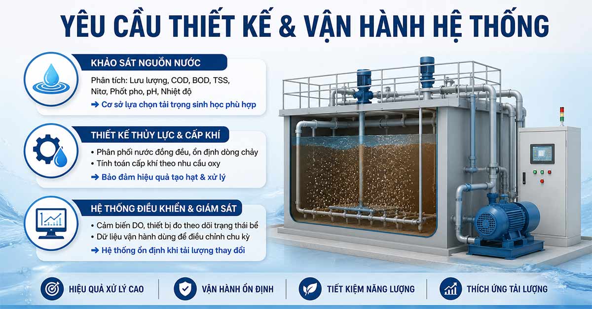 Yêu cầu thiết kế và vận hành hệ thống bùn hạt