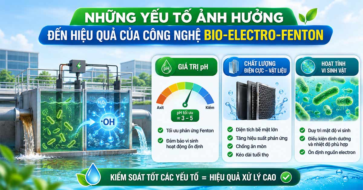 Những yếu tố ảnh hưởng đến hiệu quả của công nghệ Bio-electro-Fenton