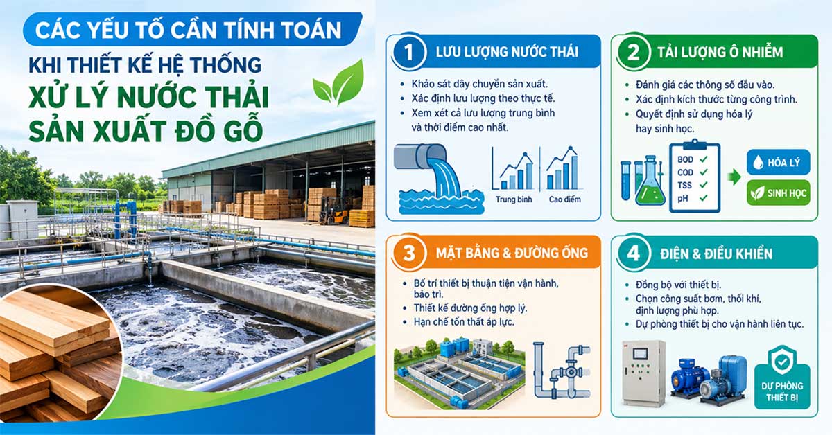 Các yếu tố cần tính toán khi thiết kế hệ thống xử lý nước thải sản xuất đồ gỗ