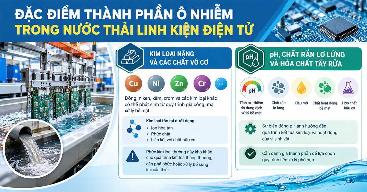 Đặc điểm thành phần ô nhiễm trong nước thải linh kiện điện tử