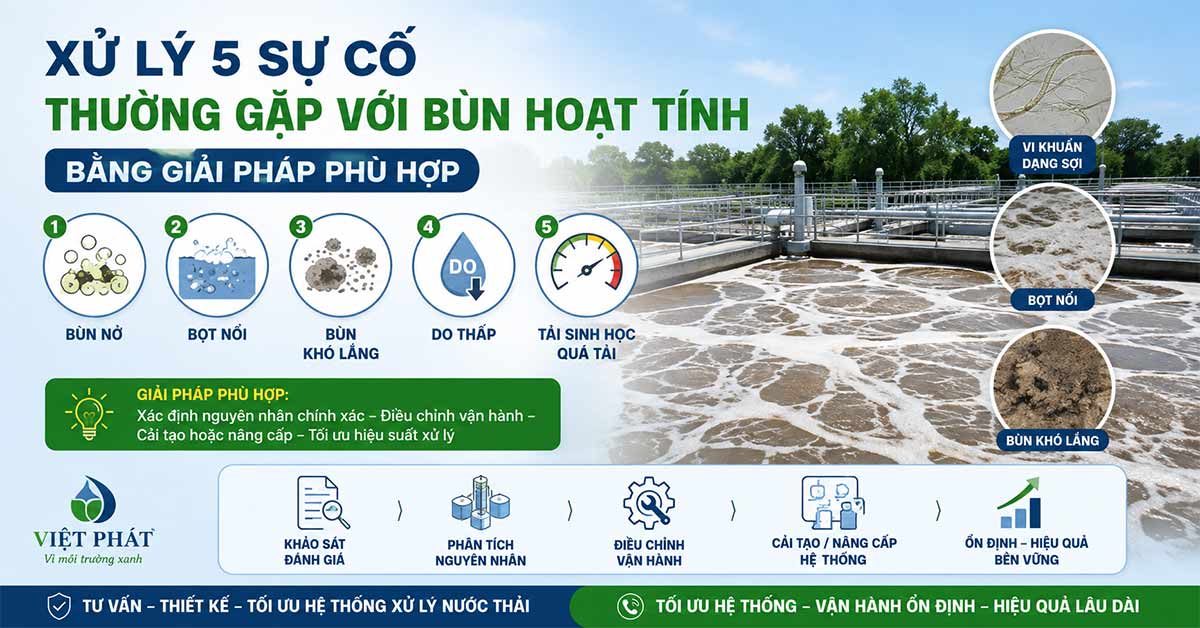 Giải pháp xử lý sự cố bùn hoạt tính