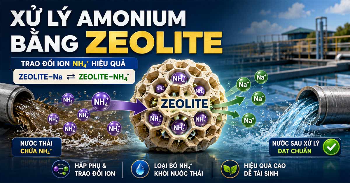 Nguyên lý xử lý amonium trong nước thải bằng Zeolite