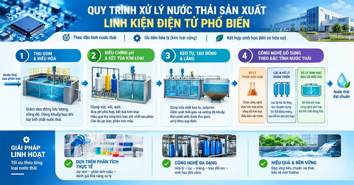 Quy trình xử lý nước thải sản xuất linh kiện điện tử