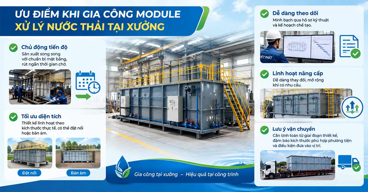 Ưu điểm khi gia công module xử lý nước thải tại xưởng