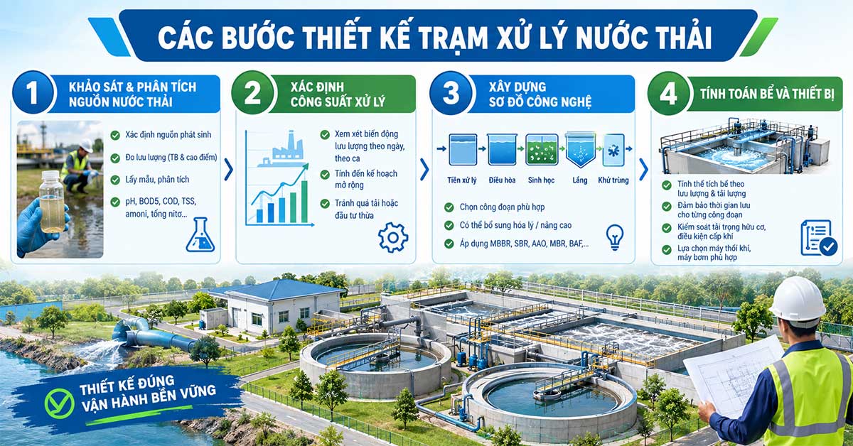 Các bước thiết kế trạm xử lý nước thải