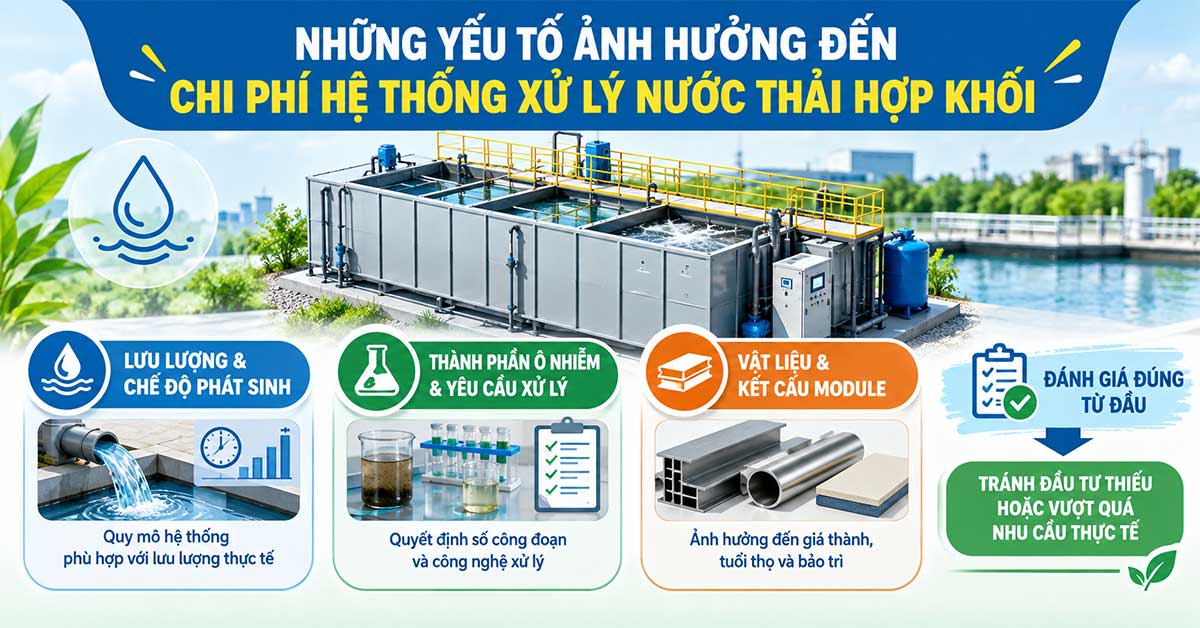 Những yếu tố ảnh hưởng đến chi phí hệ thống xử lý nước thải hợp khối